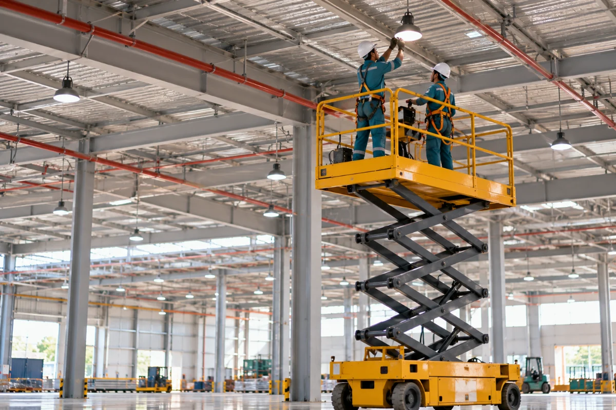 Xe nâng người làm việc trên cao